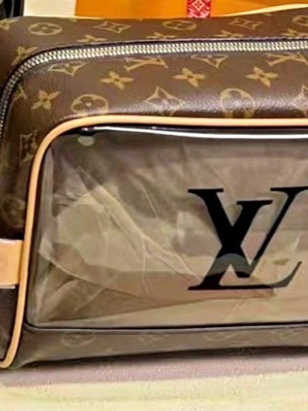 Louis Vuitton Transparent Monogram Cosmetic Bag in Brown Like New